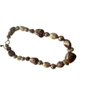 Brown Beaded Necklace !8 + extender chain